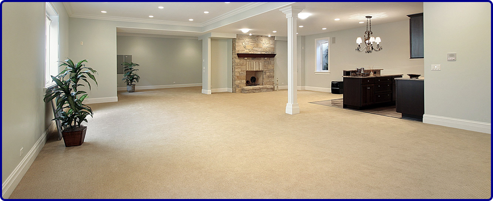 Large living area with a cream carpet
